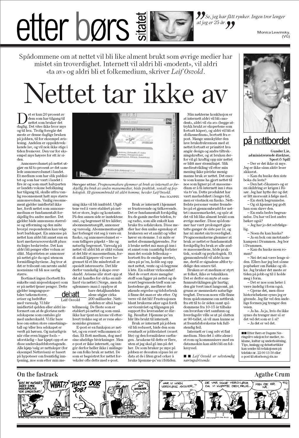 DN 1999: Leif Osvold: Papir er best
